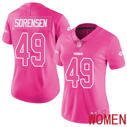 Women Kansas City Chiefs #49 Sorensen Daniel Limited Pink Rush Fashion Nike NFL Jersey->women nfl jersey->Women Jersey